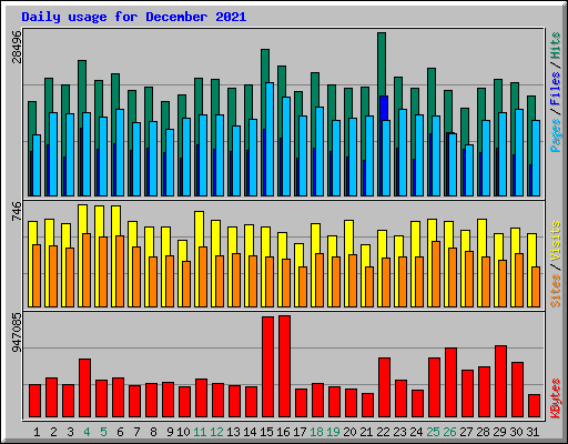 Daily usage for December 2021