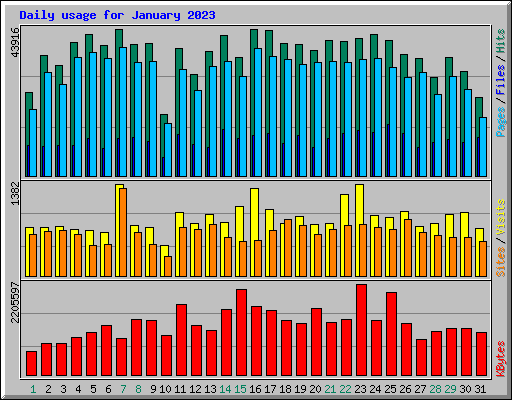 Daily usage for January 2023