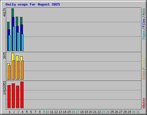 Daily usage for August 2025