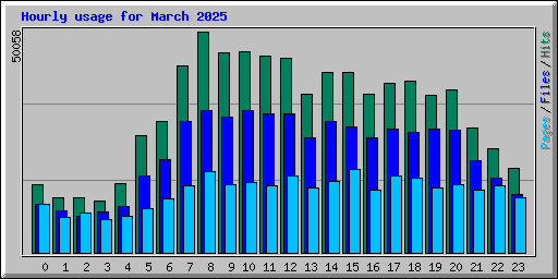 Hourly usage for March 2025